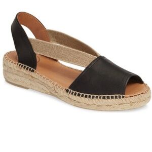 Elegant Black Leather Espadrille Sandals
